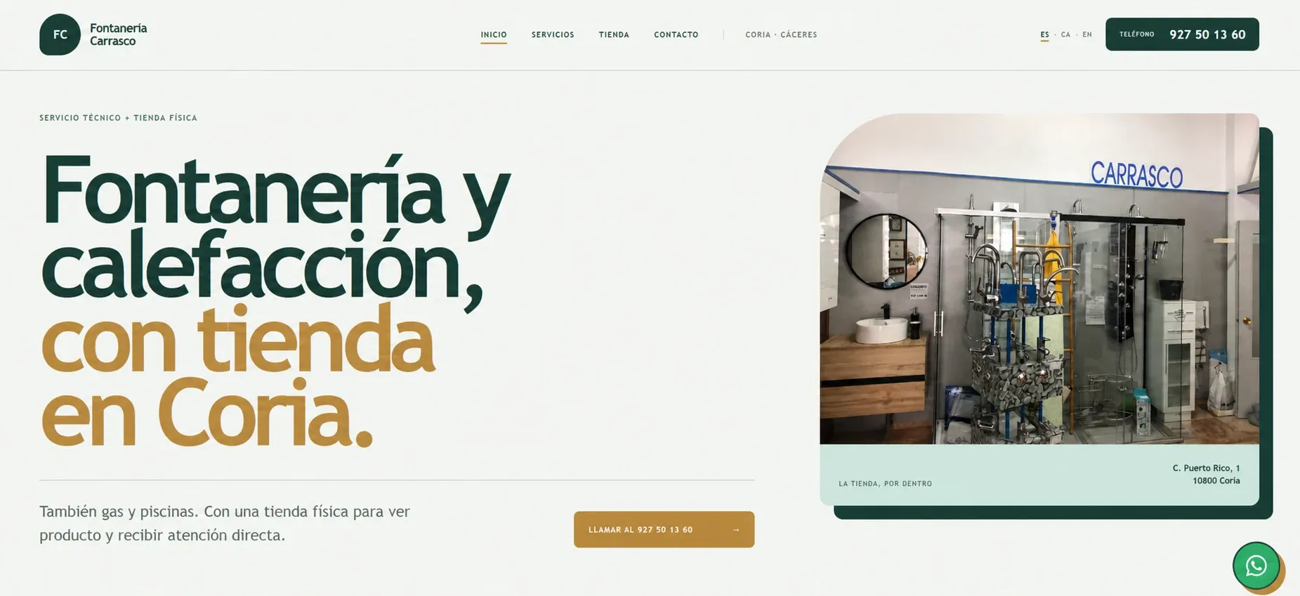 Hero de la web diseñada para Fontanería Carrasco